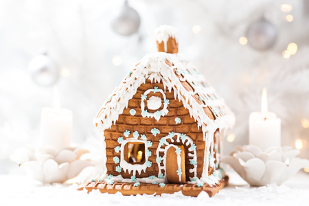 Homemade gingerbread houseの写真素材