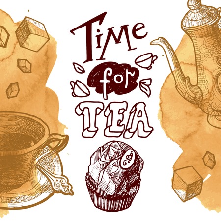 time for tea posterのイラスト素材