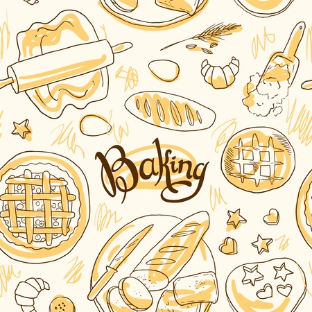 beautiful hand-draw simpless pattern bakingのイラスト素材