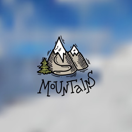 mountains emblemのイラスト素材