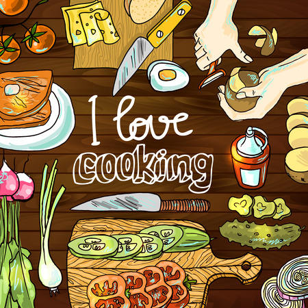 cooking top viewのイラスト素材
