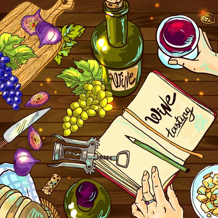 wine and cheeseのイラスト素材