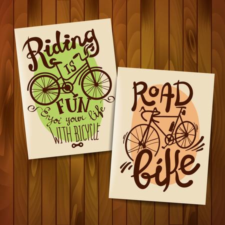 Retro flayers biking as a lifestyle. Hand drawn lettering.のイラスト素材
