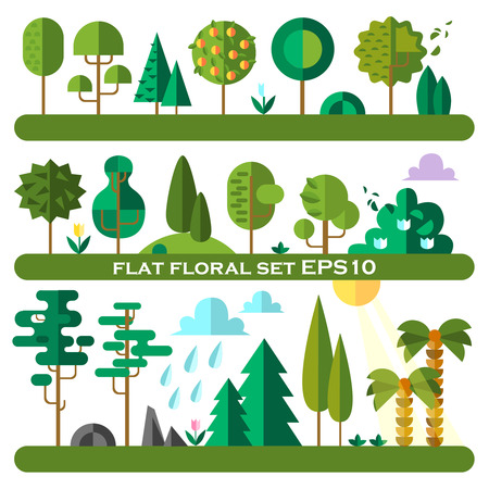 Big vector set of neautiful different floral elementsのイラスト素材