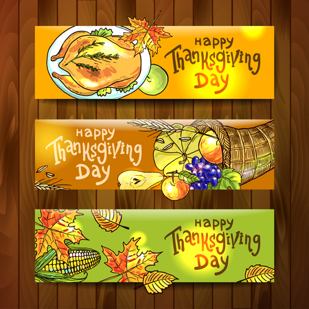 banners of thanksgiving foodのイラスト素材