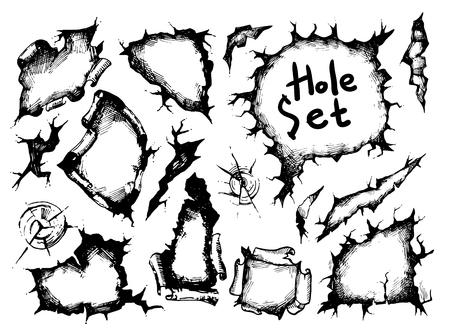 illustration sketch holes setのイラスト素材