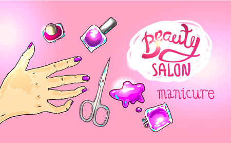 illustration manicure in beauty salonのイラスト素材