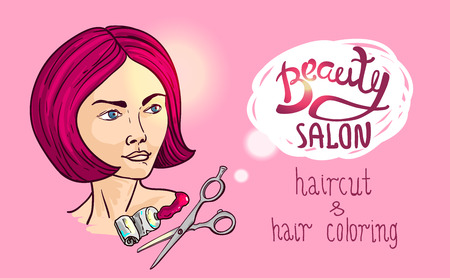 illustration haircut and hair coloring for your designのイラスト素材
