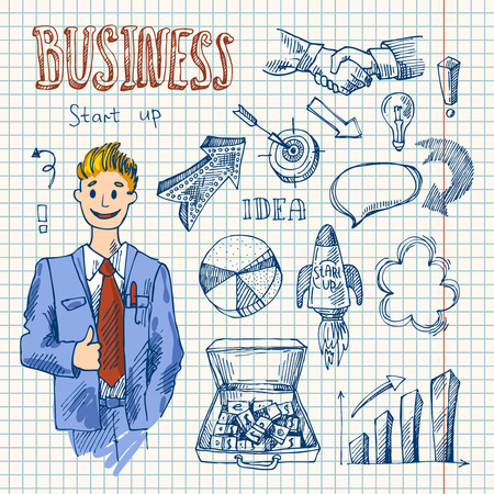 Beautiful hand drawn sketch business elements for your designのイラスト素材