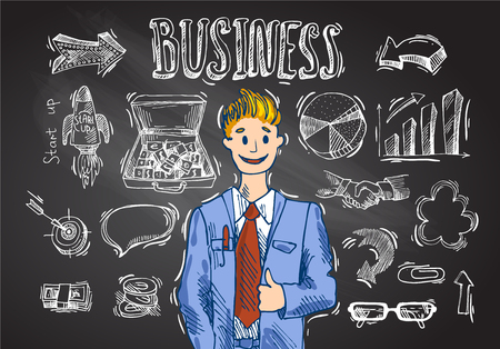 Beautiful hand drawn sketch business elements for your designのイラスト素材