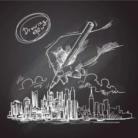 Beautiful hand drawn illustration city sketch for your designのイラスト素材