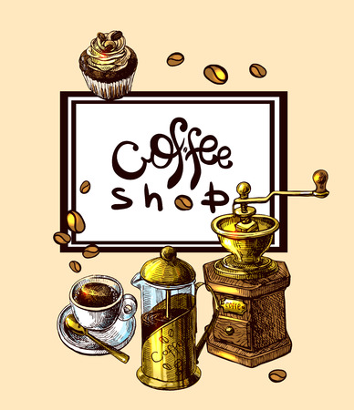 Beautiful hand drawn illustration sketch of coffee.のイラスト素材
