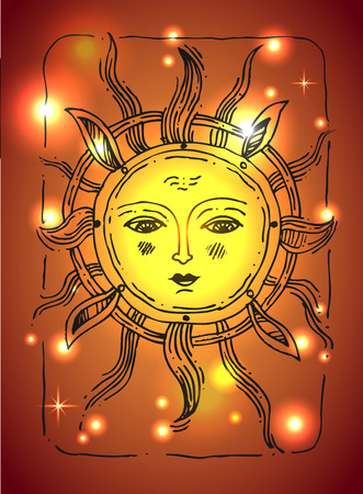 Sun. Vector illustration in vintage engraving style.のイラスト素材
