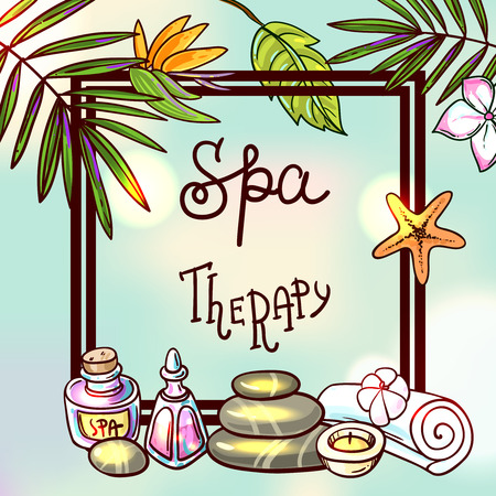 Beautiful hand drawn vector illustration spa for your design. Spa therapy background.のイラスト素材