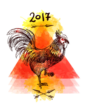 Beautiful hand drawn vector illustration sketching of cock. Tattoo style drawing. Use for postcards, print for t-shirts, posters.
Symbol of 2017のイラスト素材
