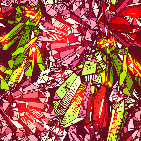 Beautiful hand drawn vector illustration sketching of crystals. Boho style seamless pattern. Use for postcards, print for t-shirts, posters, wedding invitation, tissue, linensのイラスト素材