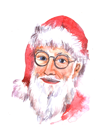 Watercolor santa. Hand drawn illustration for christmas.の写真素材