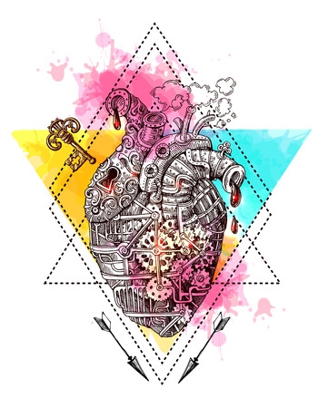 Illustration mechanical heart.のイラスト素材