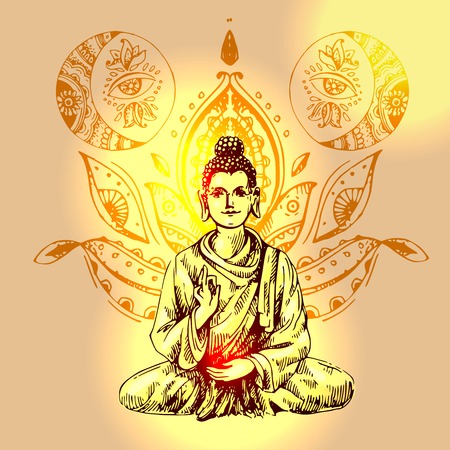 illustration  with buddhaのイラスト素材