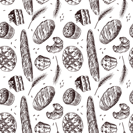 Hand drawn vector illustration bakery.のイラスト素材