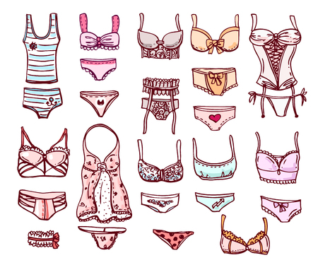 Hand drawn icons underwearのイラスト素材