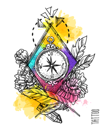 Hand drwan sketch illustration. Tattoo style.のイラスト素材
