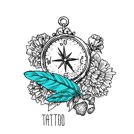 tattoo style illustrationのイラスト素材