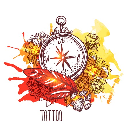 tattoo style illustrationのイラスト素材