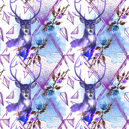 watercolor illustration deerの写真素材