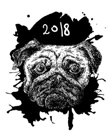 hand drawn sketch illustration dogのイラスト素材