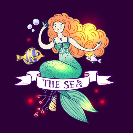 Cartoon mermaid image illustrationのイラスト素材