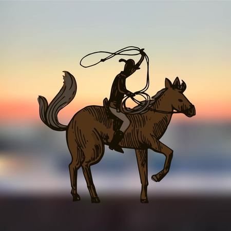 cowboy with horseのイラスト素材