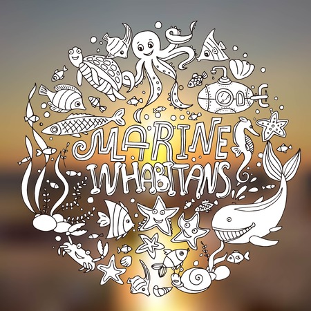 illustrations marine inhabitansのイラスト素材