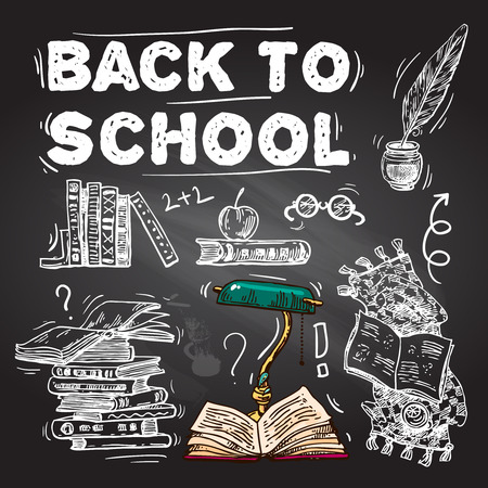 Beautiful hand drawn set of vector illustration back to school.のイラスト素材