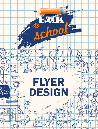 Beautiful hand drawn set of vector illustration back to school.のイラスト素材