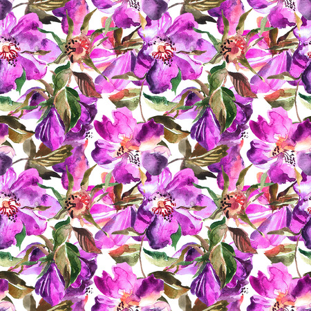 Beautiful hand drawn watercolor seamless pattern with rose.の写真素材