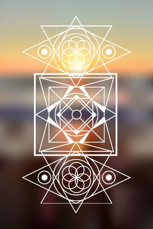 sacred geometry vector illustration . Good for design of yoga mat and clothes.のイラスト素材
