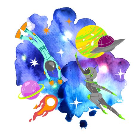 Space vector illustration. Space Galaxy n print could be used for textile,  yoga mat, phone case, t-shirt, etcのイラスト素材