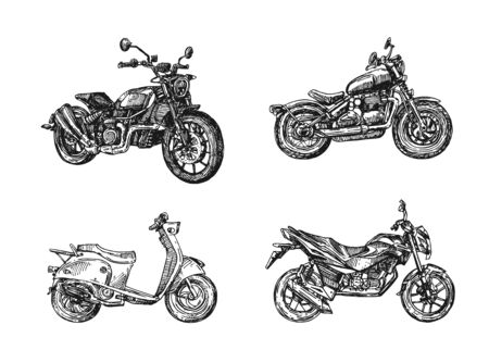 Motorcycle sketch vector illustration. Hand drawn style pictureのイラスト素材