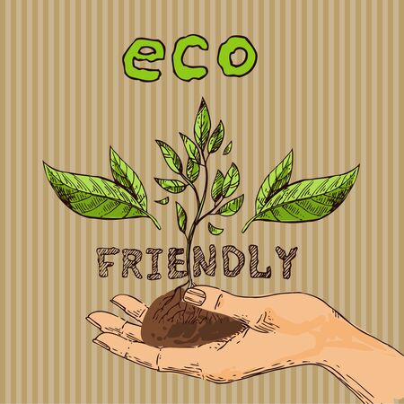 Eco sketch vector illustration concept. Hand drawn picture.のイラスト素材