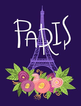 Paris vector illustration. cute picture with The Eiffel Tower.のイラスト素材