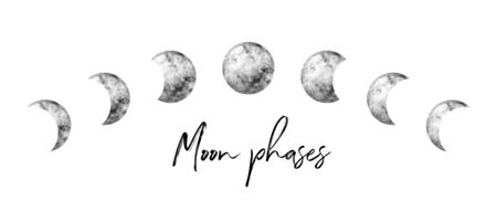 Watercolor moon phases. Hand painted watercolor beautiful illustration.の写真素材