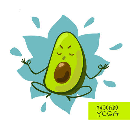 Avocado yoga. Cartoon style cute avocado do yoga. Good for print for clothes, case for smartphoneのイラスト素材