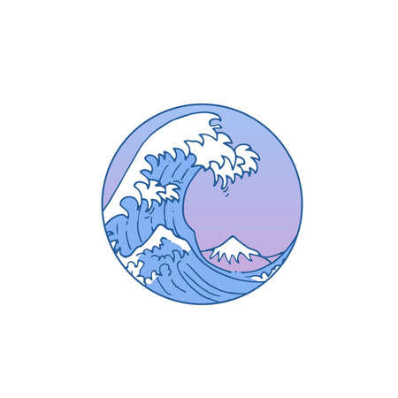 Wave . Beautiful minimalistic illustration with splash of water.のイラスト素材