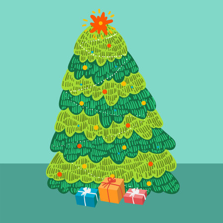 Marry christmas and a happy new year. Christmas illustration.のイラスト素材