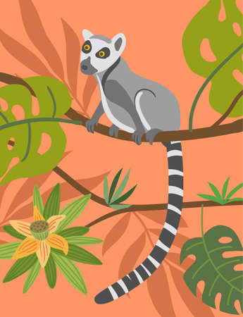 Tropical animals vector. Beautiful animalistic composition.のイラスト素材