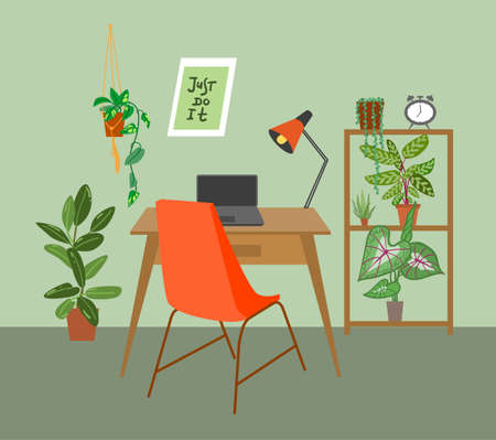 Interior vector illustration. Cozy cute room.のイラスト素材