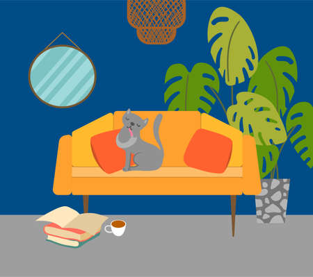 Interior vector illustration. Cozy cute room.のイラスト素材