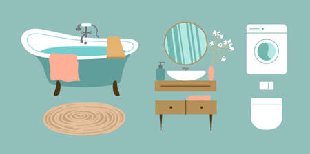 Bathroom interior vector illustration.のイラスト素材