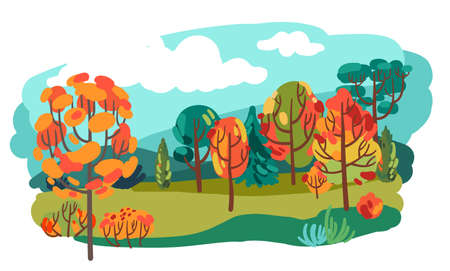 Autumn colorful trees. Beautiful vector illustration.のイラスト素材